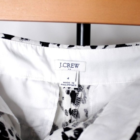 J Crew H5608 Linen Cotton Blend Scalloped Ink Animal Print  Shorts Size 4 - Picture 14 of 16